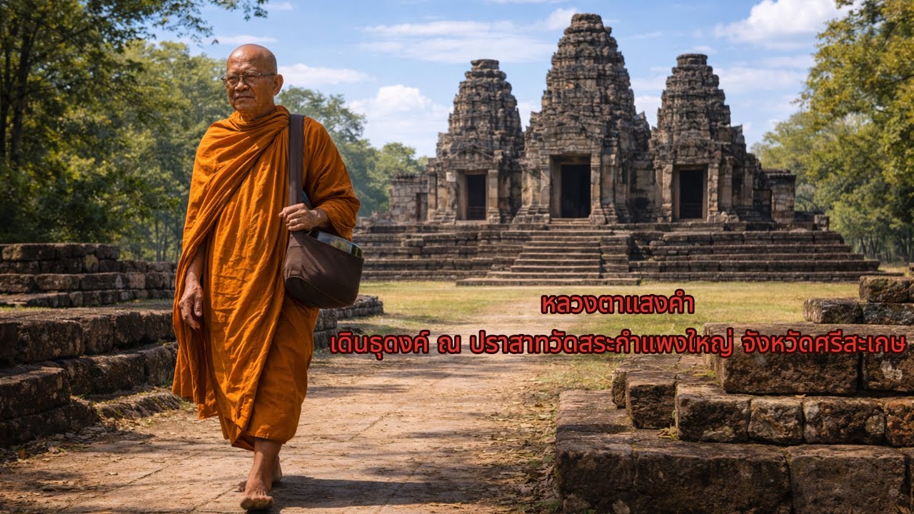  หลวงตาแสงคำ เดินธุดงค์ ณ ปราสาทวัดสระกำแพงใหญ่ จังหวัดศรีสะเกษ