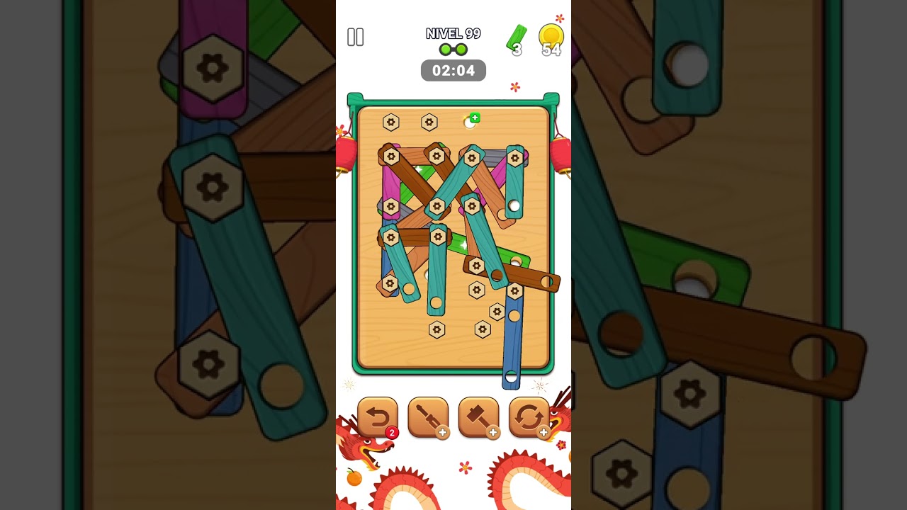 Soluci&oacute;n Nivel 99 - Wood screw puzzle