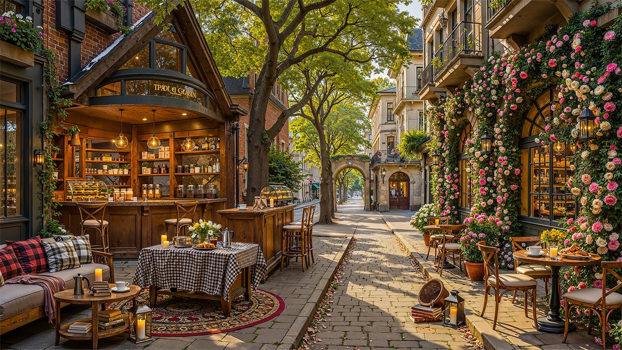 Calm Morning Ambience at Cozy Coffee Shop Ambience 🌿 Relaxing Spring jazz Music for Work, Study