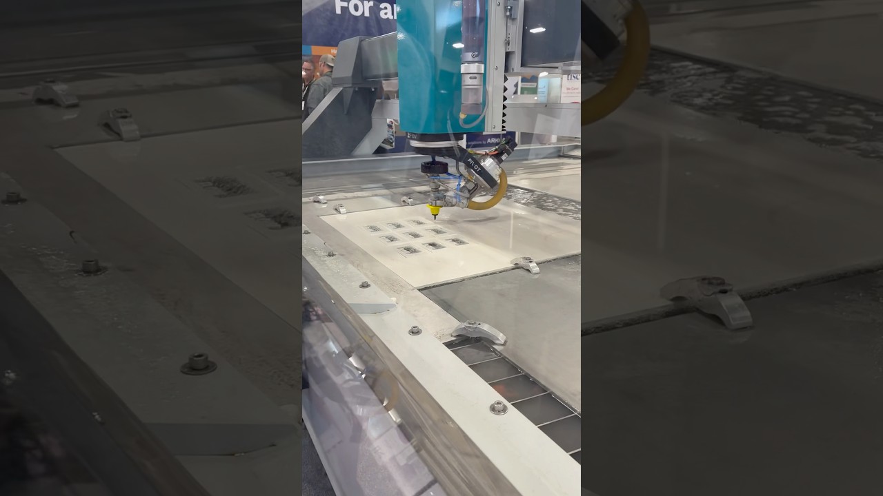 Flow water jet machine in action #cnc #waterjet