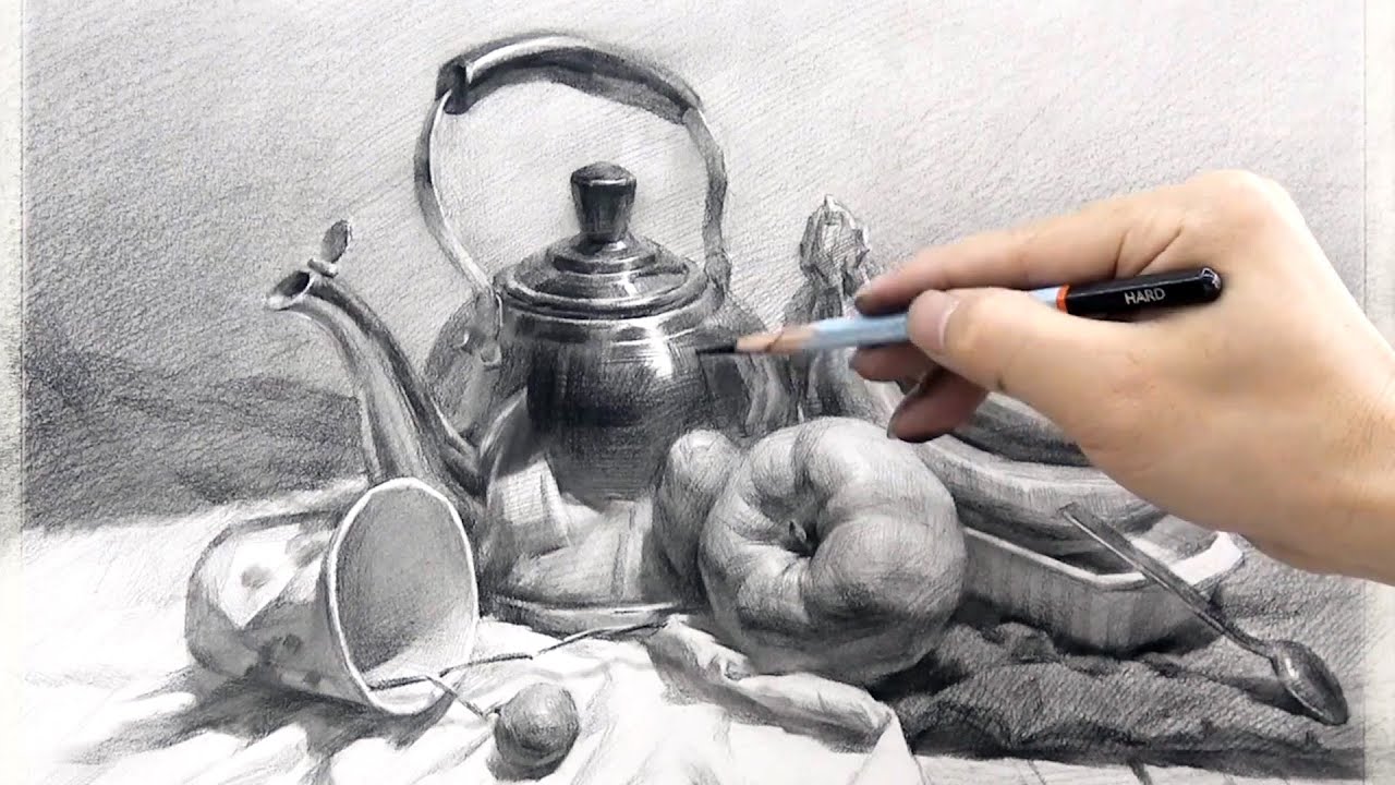 Рисунок натюрморта графитным карандашом | Промежуток времени
