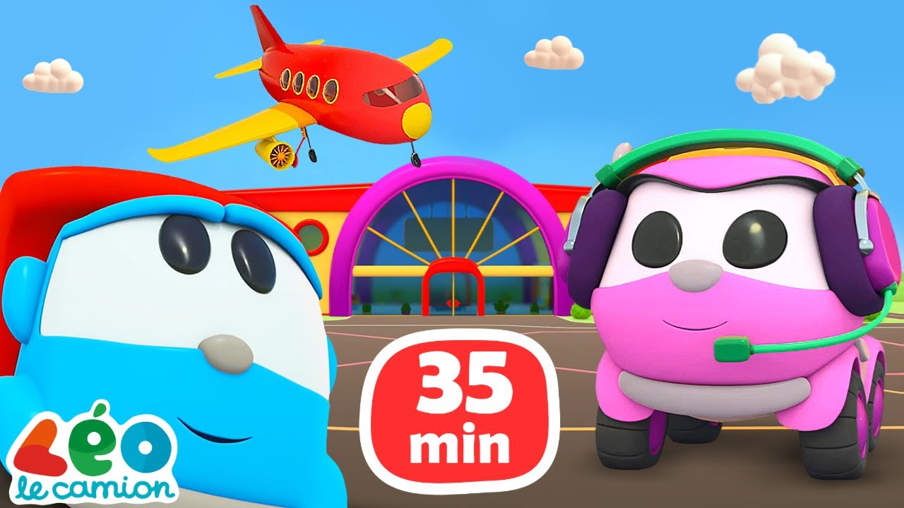 Une compilation de 35 min de dessins animés sur Léo le camion curieux et les avions pour enfants