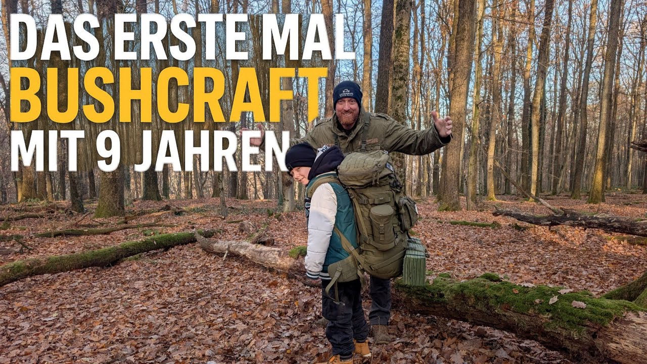 Outdoor Abenteuer - Paul 9 Jahre alt.Erstes Tarp Setup, Feuerstahl & Messer 