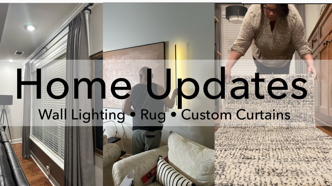 NEW Home Updates New Home Decor | New Lighting, Rug, Mrs Awesome Custom Curtains #homeimprovement