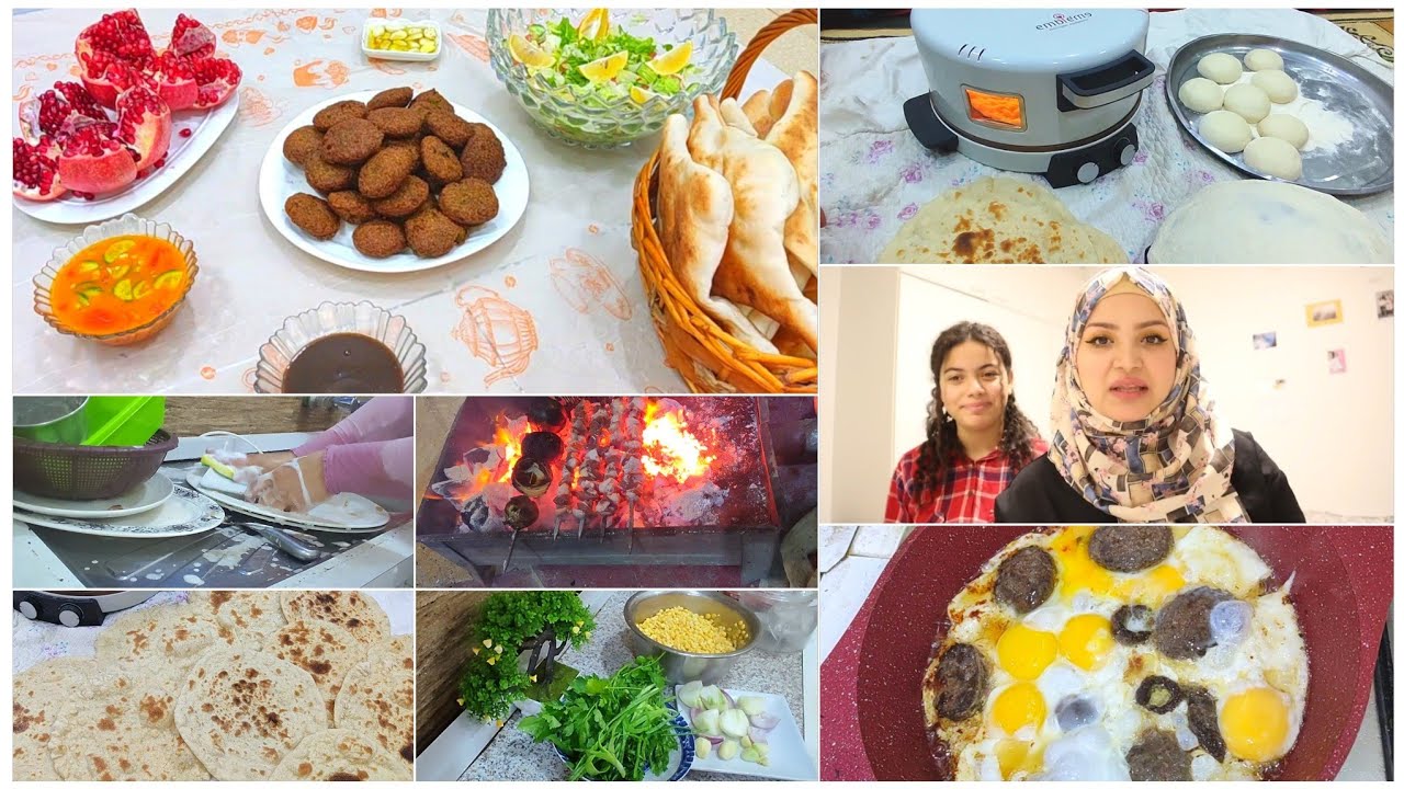 اخذتنه النومه وخطاري نقذ الموقف😁خبزنه وشوينه تالي الليل😋فلافل بحمص الوجبه😳خلوني اتنازل عن بناتي غصب😣