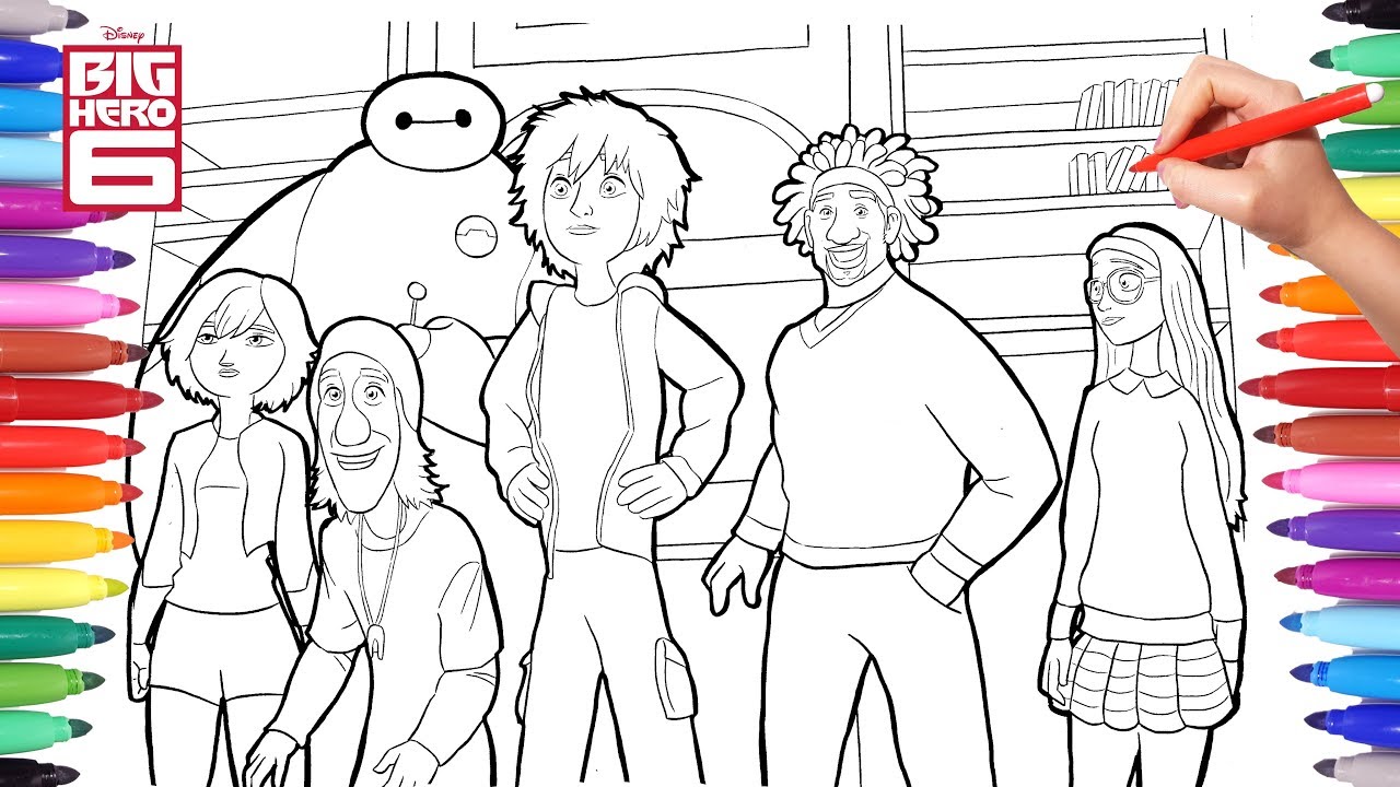 Disney Big Hero 6 Cartoon Coloring Pages | How to Color Hiro Baymax and Friends | Coloring