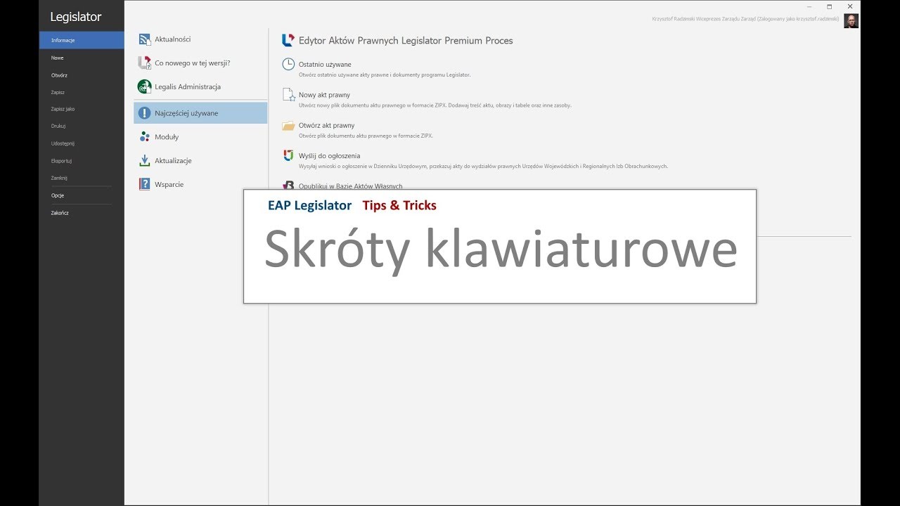 EAP Legislator -  Skr&oacute;ty klawiaturowe