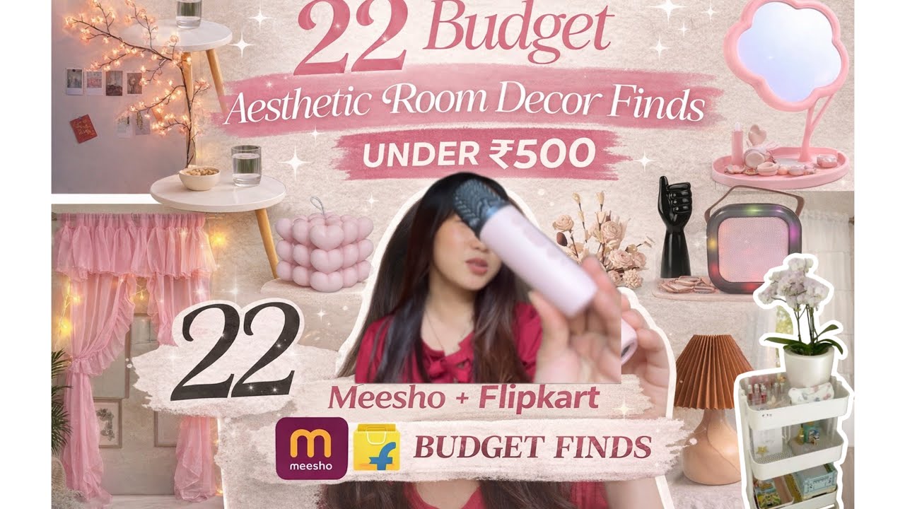 Meesho+flipkart  aesthetic room decor finds🌺trolley,karaoke speaker ,Candles ,vase,curtains/LEdlight