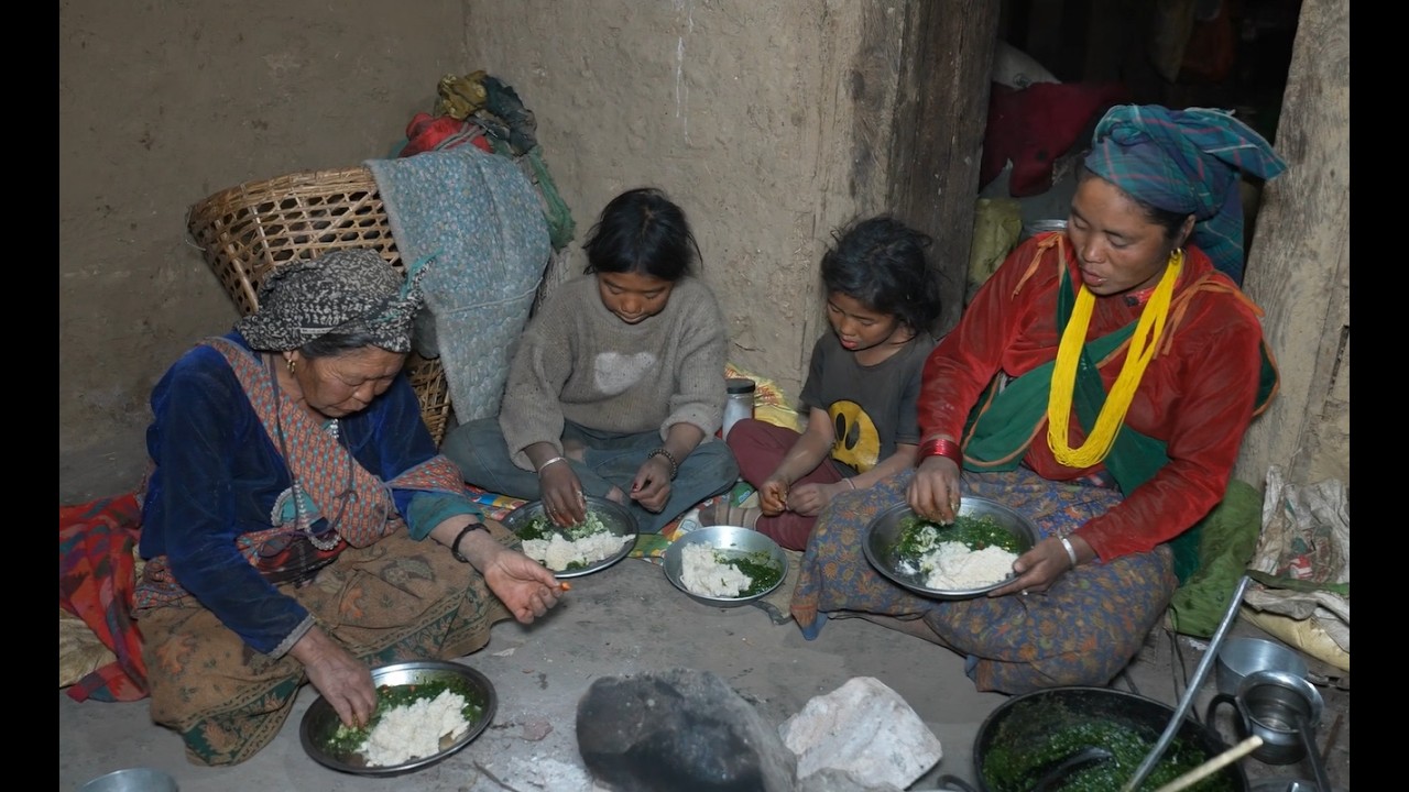 Cooking green amaranth vegetable in the village ll village life