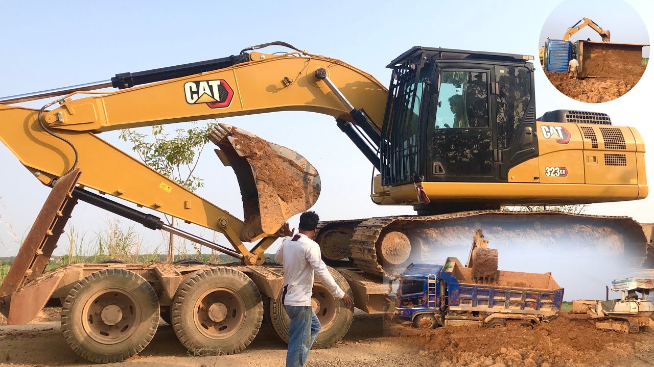 89: Construction in Motion: Caterpillar 323GX Excavator & Recovery Dump Truck at Work! @HRExca