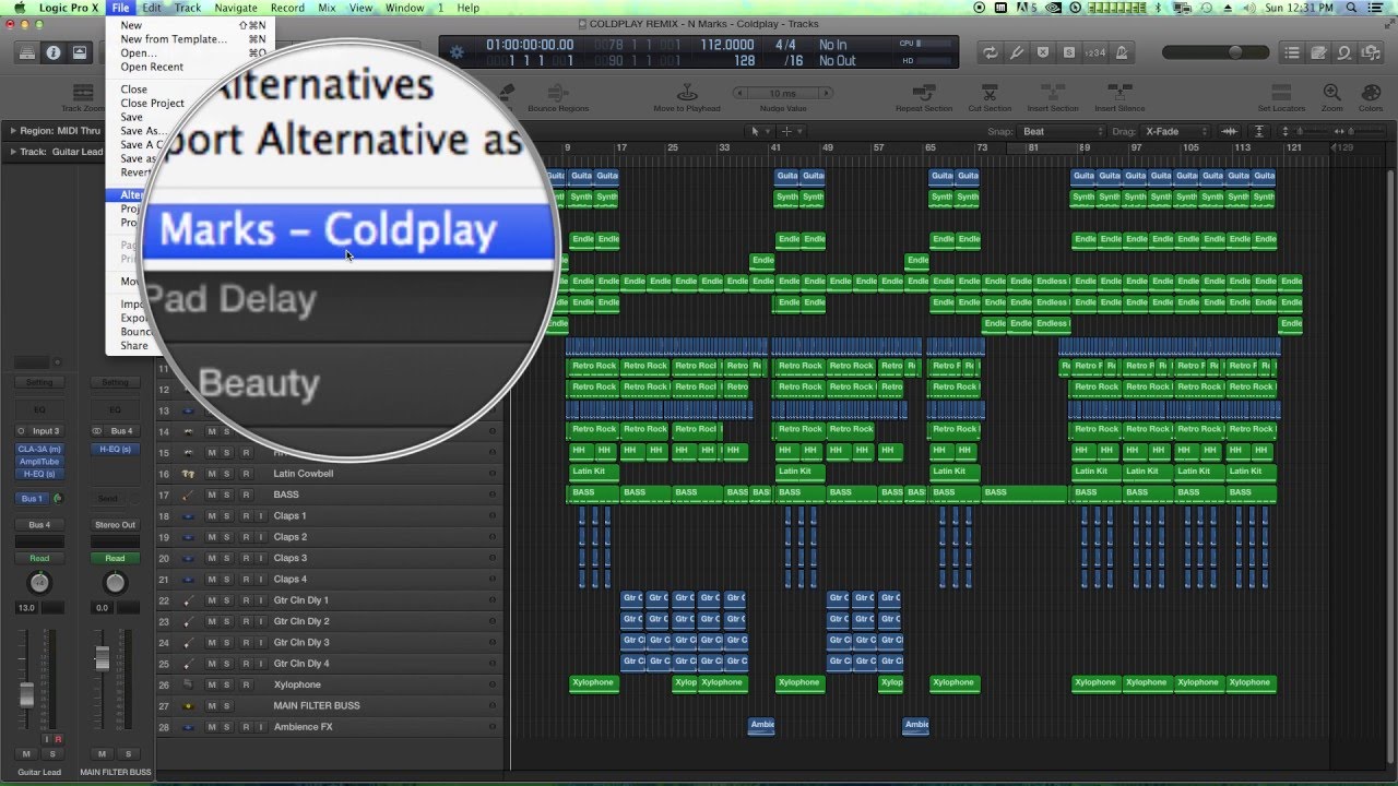 Logic Pro X - Using Alternatives to Save Different Versions of a Mix
