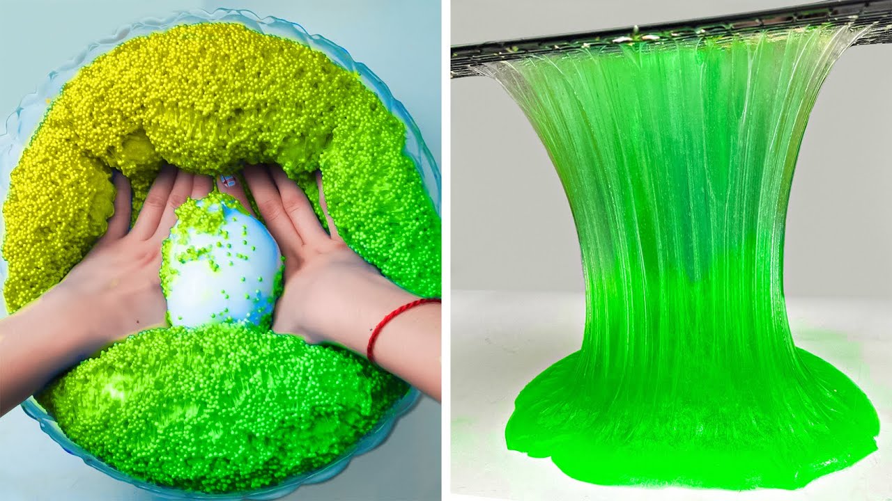 Relaxing with Green Slime Compilation | Satisfying Slime ASMR #Shorts