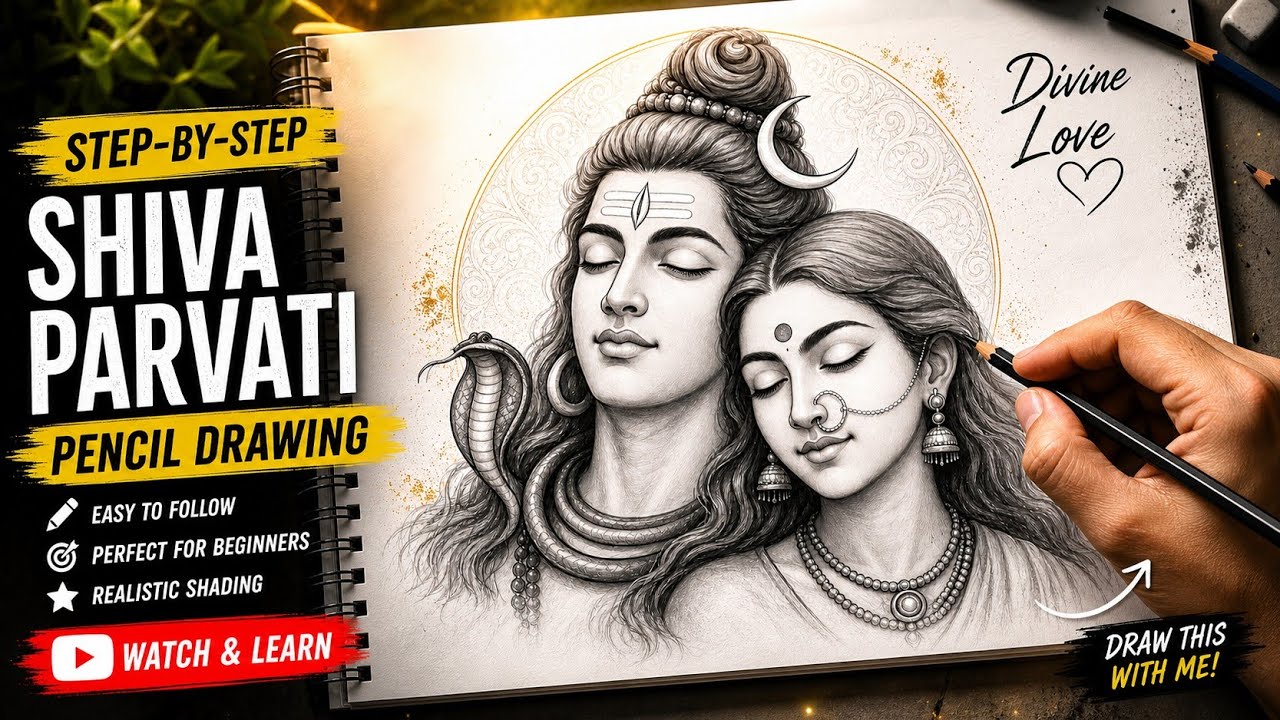 Shiv Ji and Parvati Ji Drawing Tutorial || Lord Mahadev Ji Drawing || Shiv and Parvati Drawing