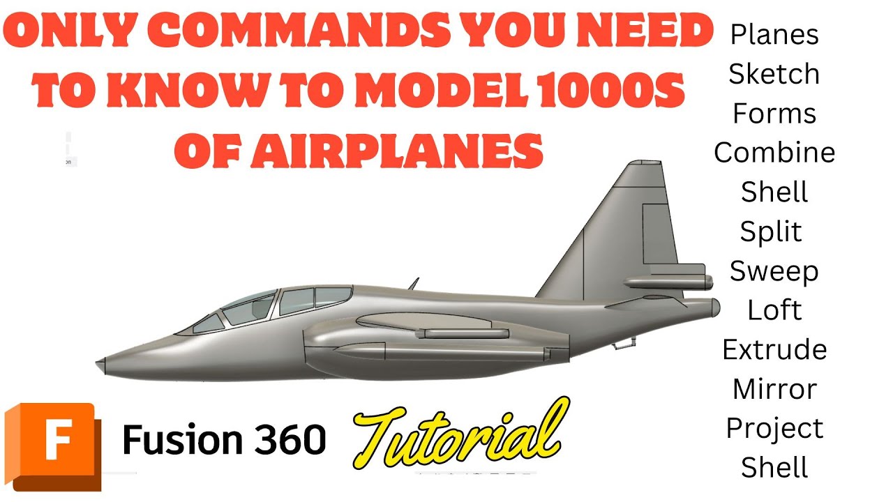 The only commands you need to know to model thousands of airplanes using forms in Fusion 360.  CAD.
