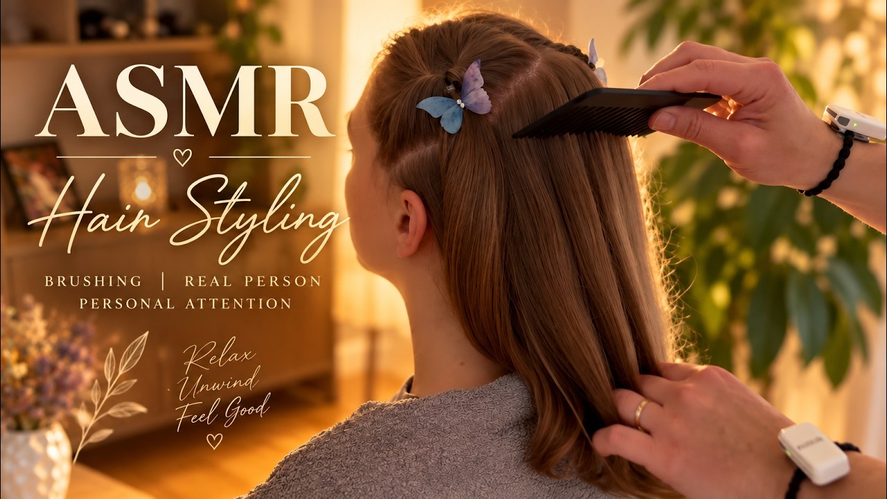 ASMR Hair Styling 💆&zwj;♀️ Gentle Brushing & Personal Attention | Real Person