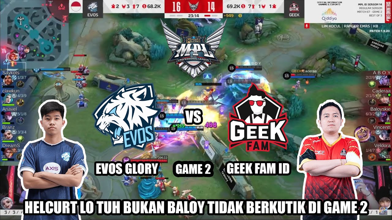 EVOS VS GEEK GAME 2 | MPL ID S14 Regular Season Evos Glory vs Geek Fam ID
