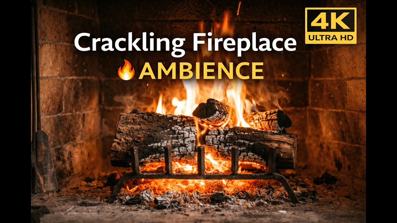Fireplace Ambience 🔥 Crackling Fire Sounds | Sleep, Study, Relax