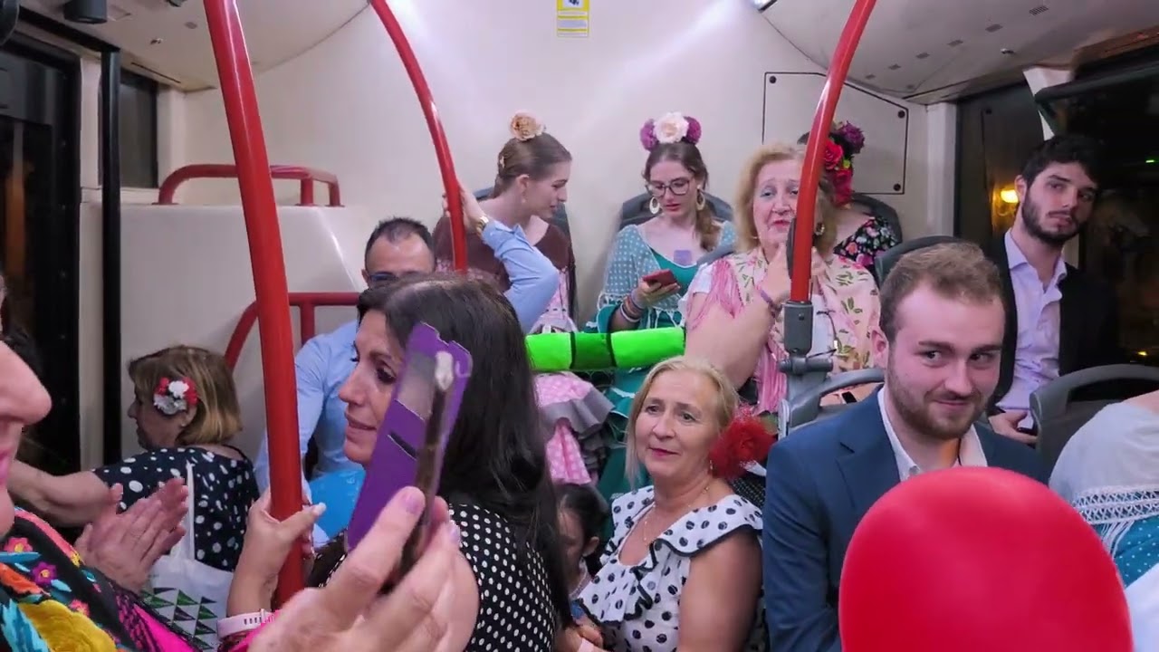 TUSSAM Transportes Urbanos de Sevilla. Linea 5, Feria de Abril de Sevilla, de vuelta a casa...4K.