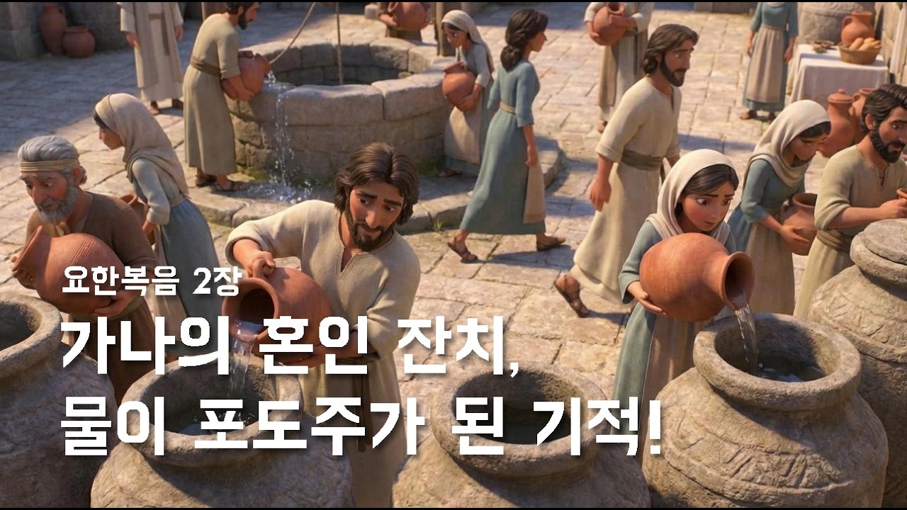 가나의 혼인 잔치 | 물이 포도주가 된 기적! 가나의 혼인 잔치 🍷✨ (요한복음 2장)