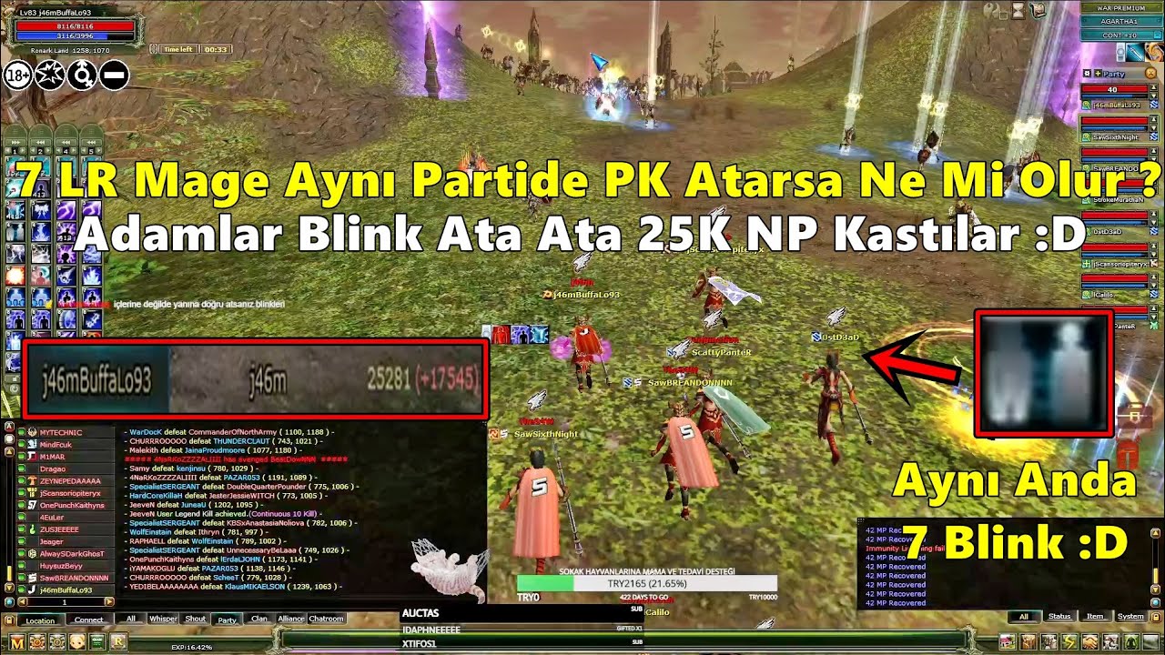 lBuffaLo | 7 LR Mage İle PK'ya Çıkıyorlar | Adamlar Blink Ata Ata 25K NP Kastılar :D | Knight Online