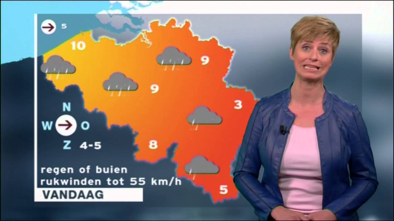 Weervrouw Sabine Hagedoren op 25 april 2016 met weerbericht voor Vlaanderen