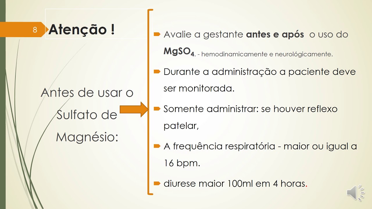 Sulfato de magnésio na pré-eclampsia. #emergenciaobstetrica .