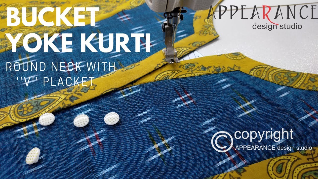 Bucket Yoke Kurti Round Neck With '' V ''💯 Placket Sewing For Beginners ✳✂ Sewing Tips And Tricks