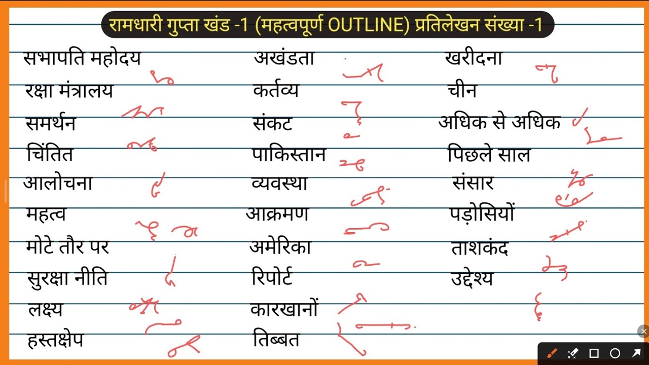 रामधारी गुप्ता खंड - 1 (प्रतिलेखन संख्या -1) important outline #hindishorthandoutline 
