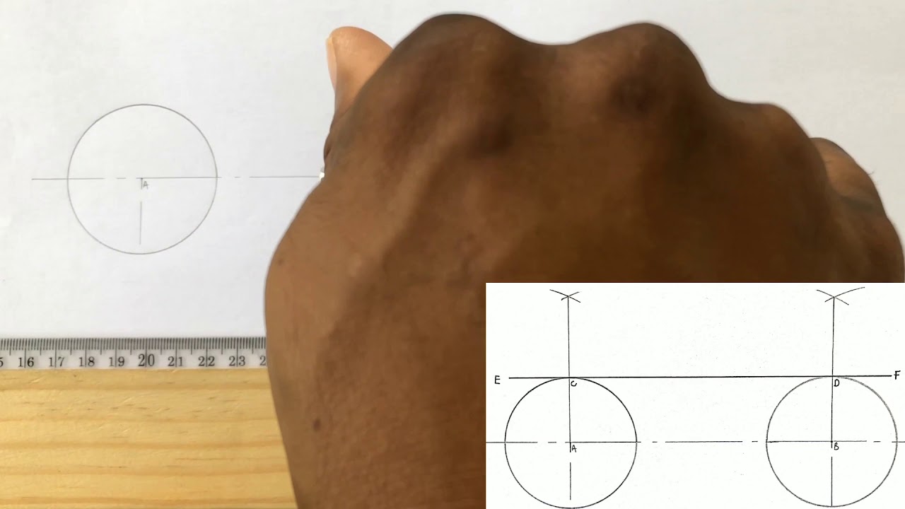 Common EXTERNAL TANGENT to two EQUAL CIRCLES