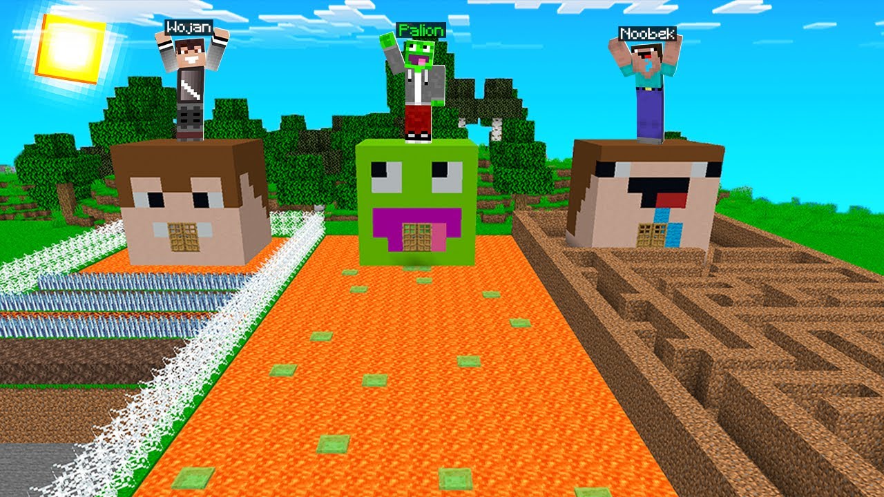 BEZPIECZNA BAZA PALIONA vs WOJANA vs NOOBKA w Minecraft!