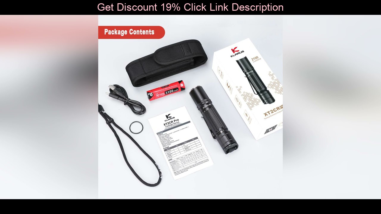 Deal 2020 Klarus XT2CR PRO Rechargeable Tactical Flashlight CREE XHP35 HD 2100LM LED Flashlight wit