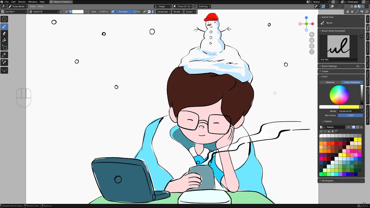 Live Drawing: Relaxing in Winter (2026-01-28) #drawing #live #art