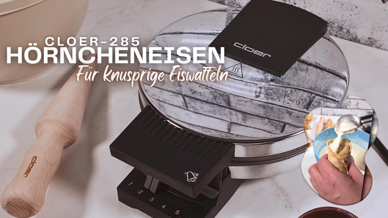 Hörncheneisen Cloer-285 | Knusprige, köstliche Eiswaffeln | Eishörnchen | Waffeln für Eiscreme