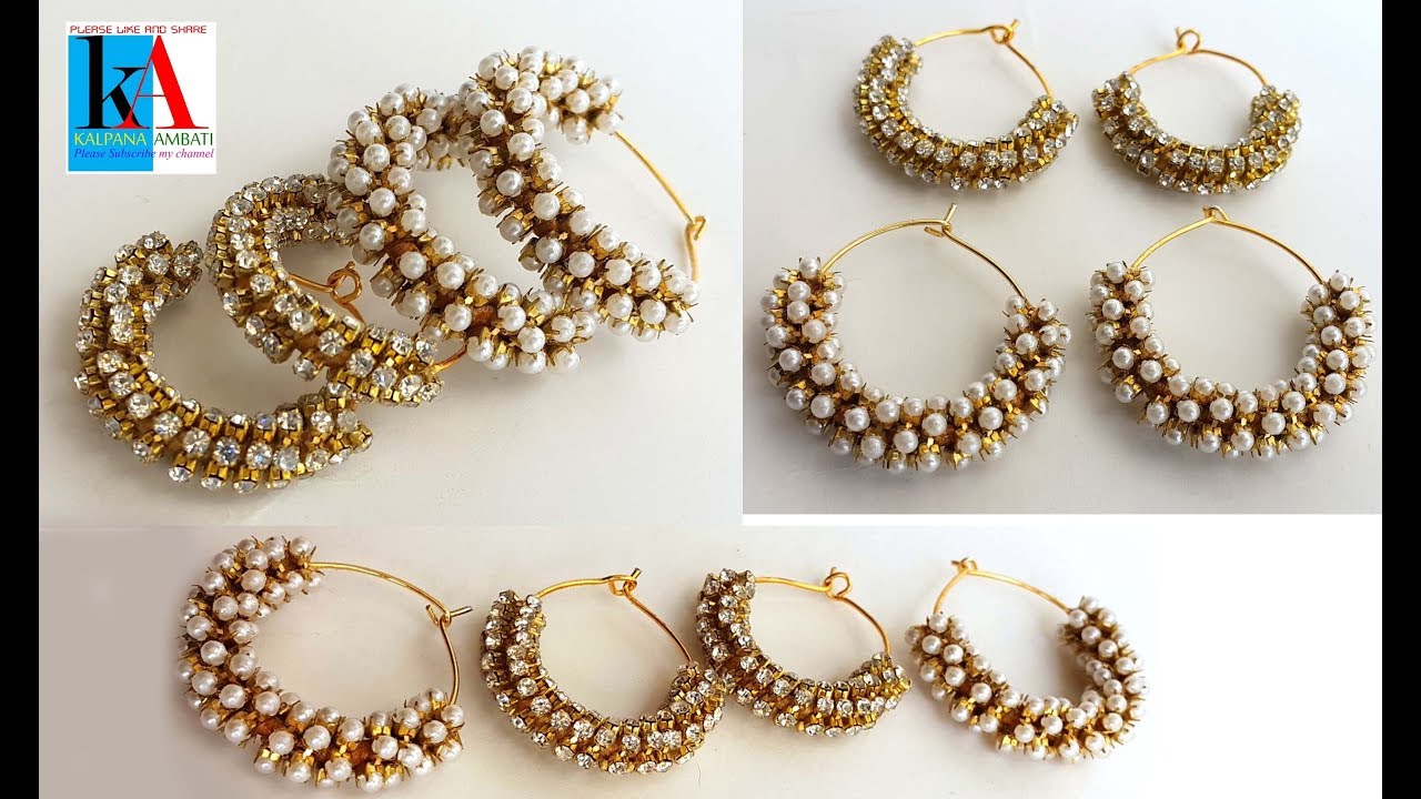simple and easy || Making of ring model earrings with stone chain and moti chain at home