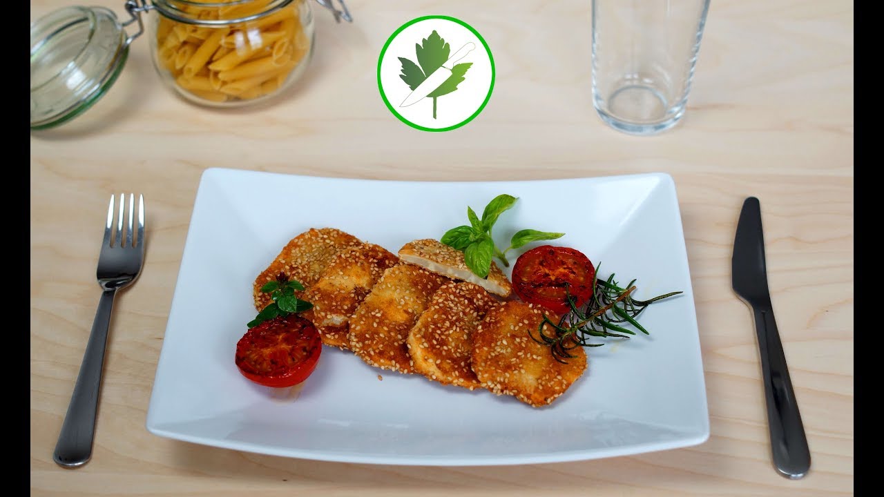 Sellerieschnitzel in Sesamkruste - Sellerie schälen und schneiden
