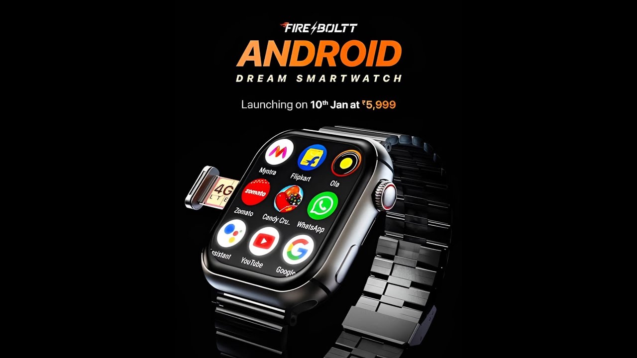 Fire-Boltt Dream WristPhone - 4G SIM/LTE/WiFi, Android OS, Play store unlimited apps, GPS Smartwatch