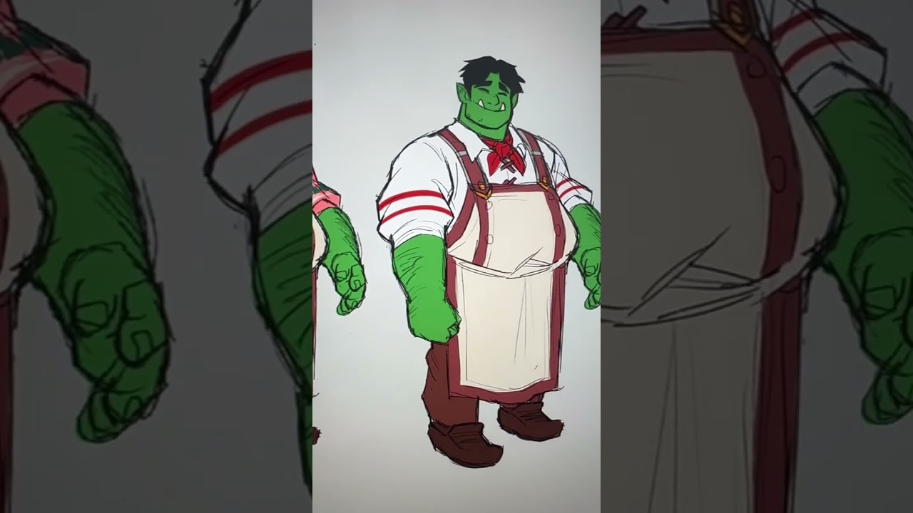Orc Baker Character Design Process 🥖🥐🍞 #digitalart #art #drawing