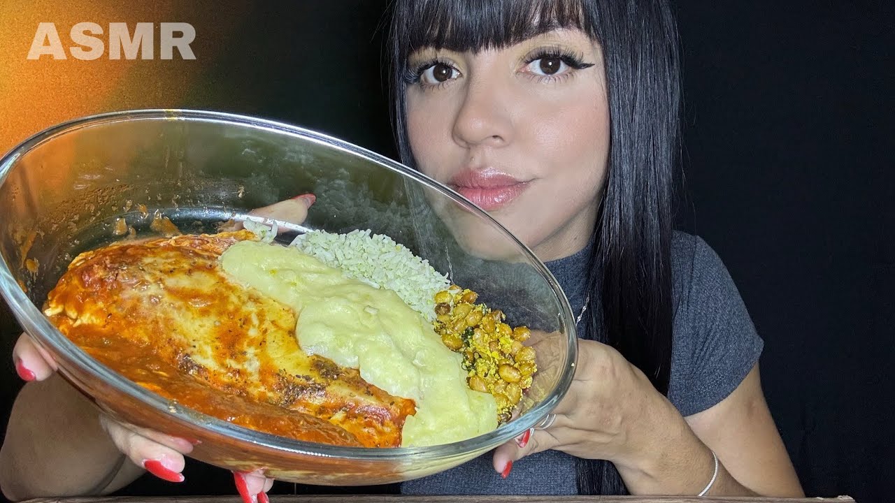 ASMR COMIDA - FRANGO A PARMEGIANA com PURÊ DE BATATA (Mukbang Brasil) EATING SOUNDS