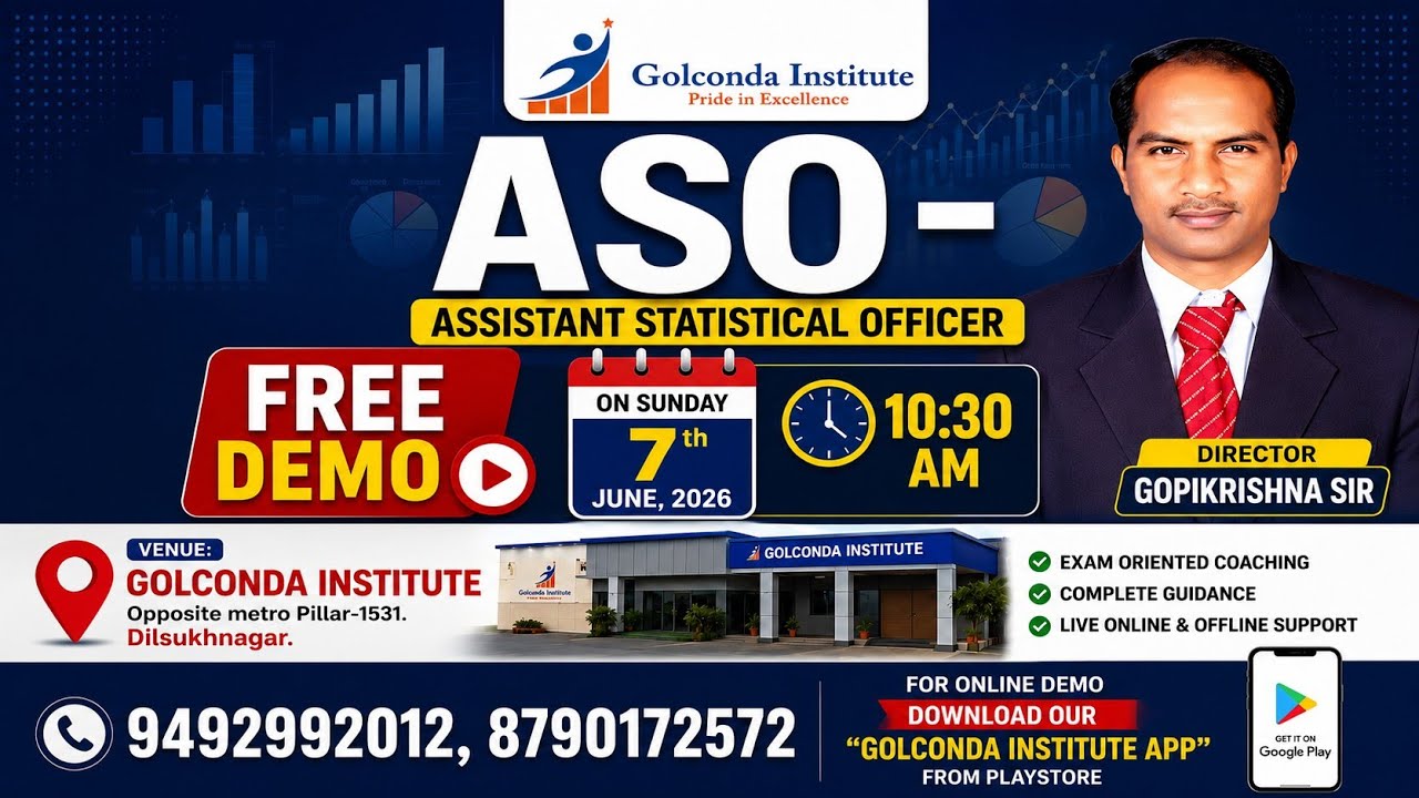 TGPSC  ASO-2026 Free Demo on June 7th at 10:30 AM | Assistant Statistical Officer | 