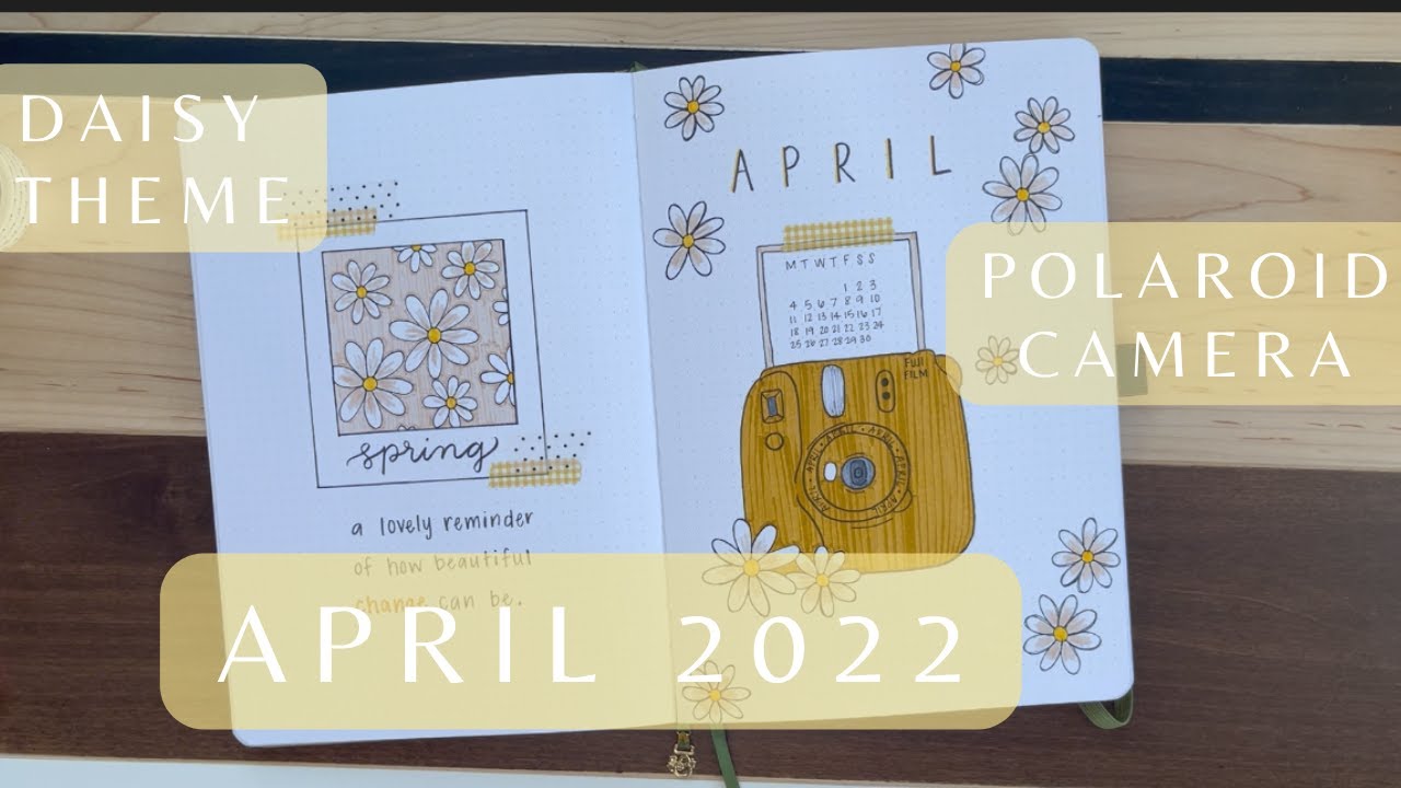 PLAN WITH ME | April Bujo Setup | Polaroid Camera & Daisy Theme | SPRING
