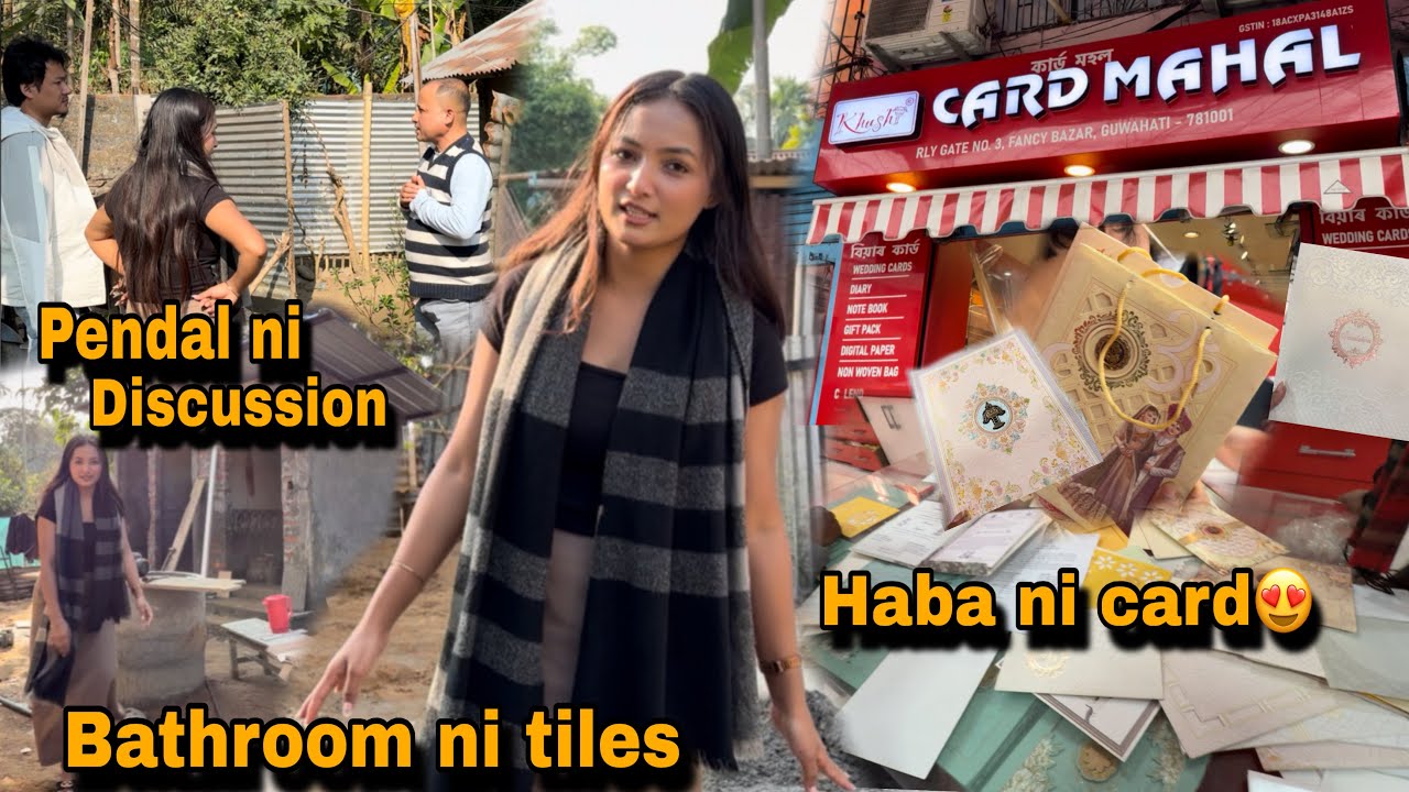 😍Haba ni pendal discussion🧿Wedding card bw Naihwibai🥰|PUJA BORO||✨Bathroom ni tiles Khou lagaijenbai