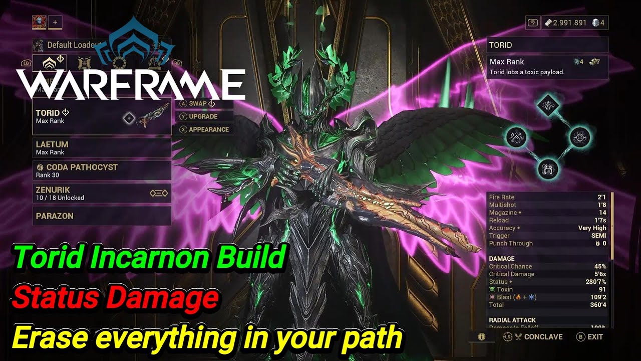 Warframe / Torid Incarnon Build / Status Damage / Erase everything in your path