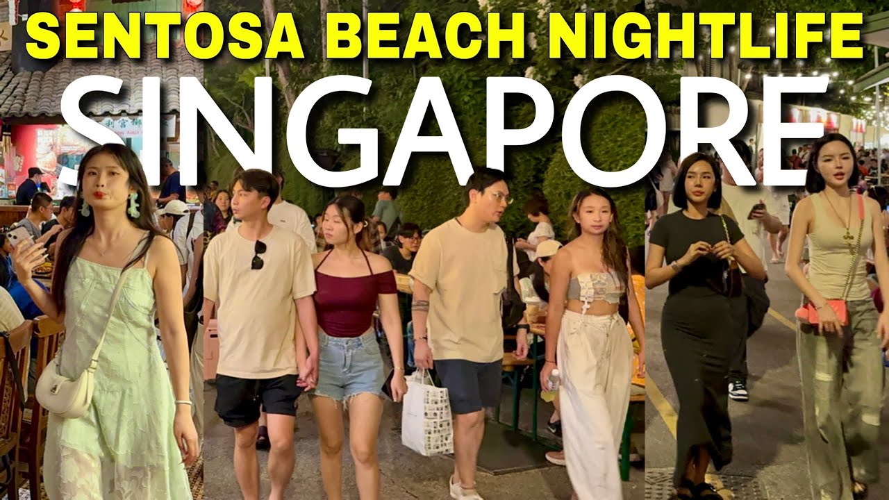 SINGAPORE’s INSANE BEACH NIGHTLIFE at Sentosa Island 🇸🇬 Night Walk & Street Food Tour 2025
