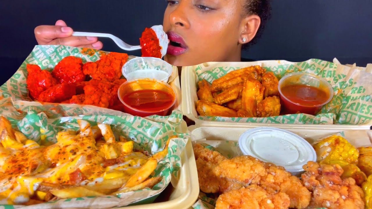 ASMR MUKBANG WINGSTOP ОСТРЫЕ КУРИНЫЕ КРЫЛОЧКИ С ЧИЗИ ФРИ ВУДУ НЕ ГОВОРЯТ 먹방 EATING SHOW