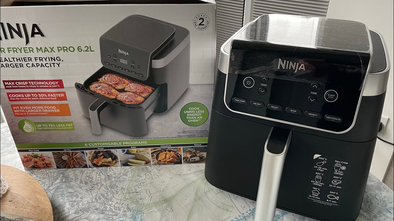 New Ninja Air Fryer Max Pro 6.2L AF180 unboxing and start up.