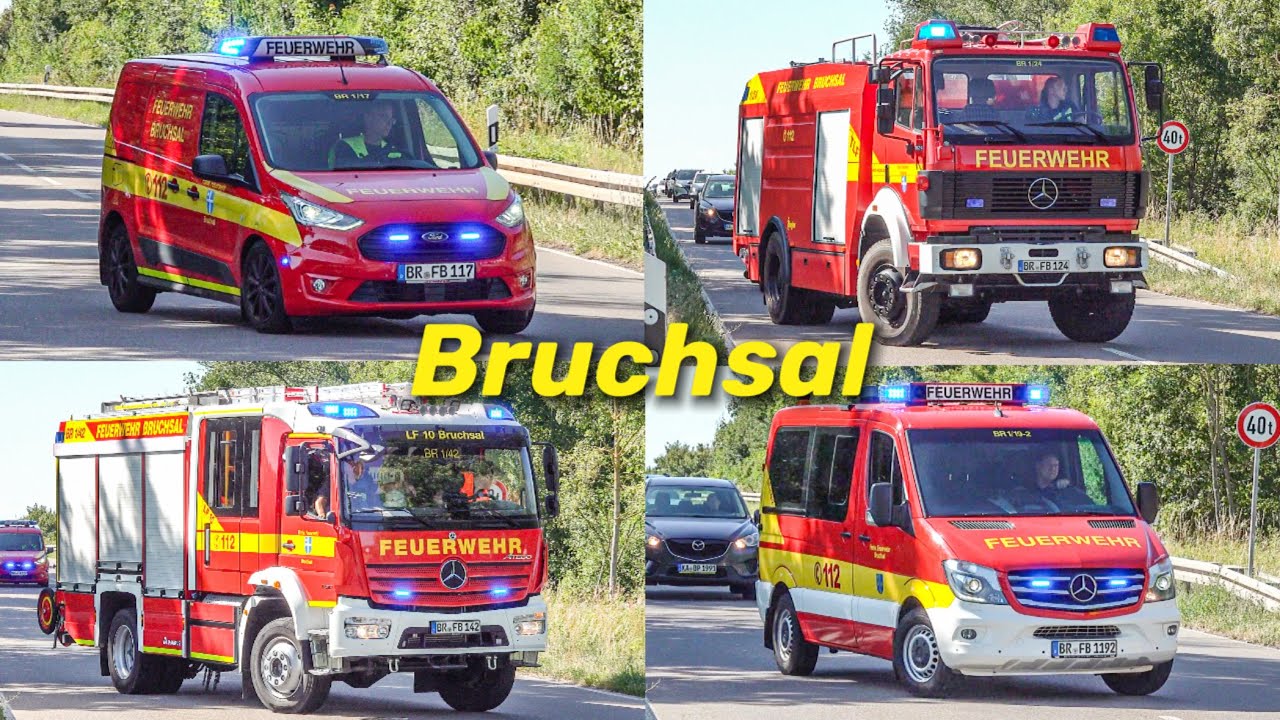 [UNFALL auf A5 & FEUERMELDUNG 🔥] EINSATZ für die FEUERWEHR BRUCHSAL | EINSATZFAHRTEN ~ PRESSLUFT 🔊