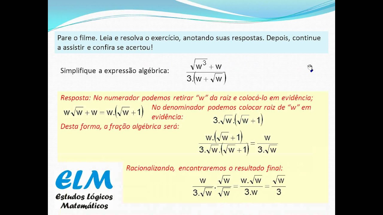 ELM MODULO 02 Eixo 1 Cálculo Diferencial e Integral Expressões Algébricas Exercício Resolvido 02