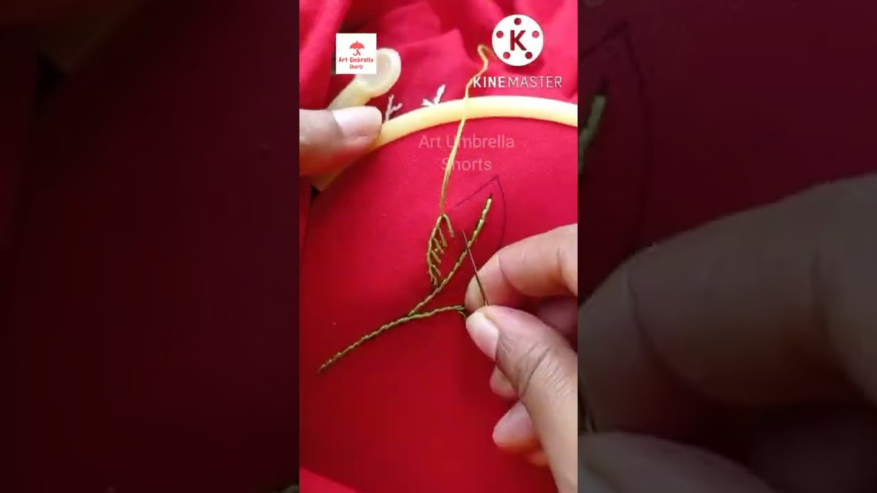 How To Sew Useful Leaf Embroidery With Beautiful Buttonhole Stitch For Beginner #shorts