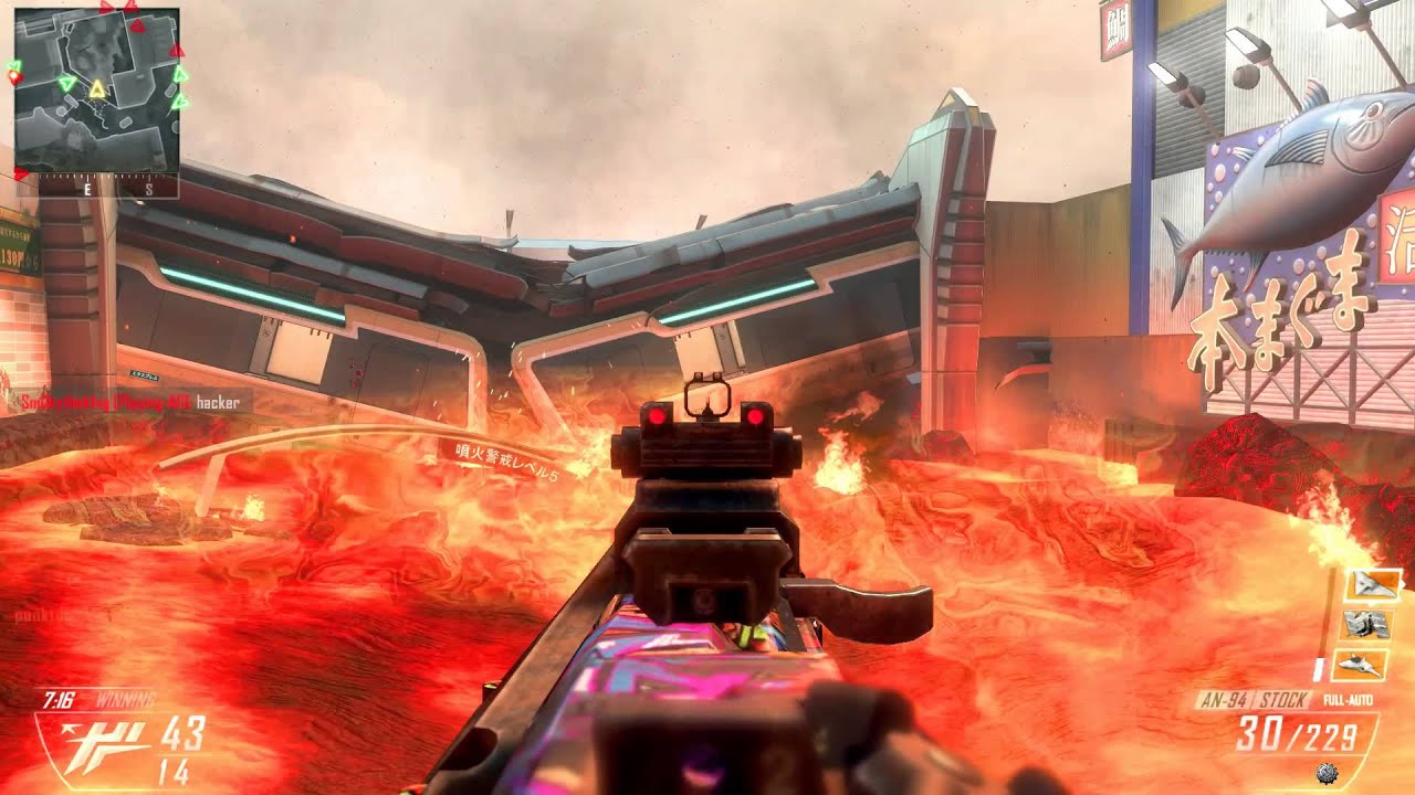CoD BO2 PC: AN-94 Nuclear on the New Uprising DLC Map Magma - Team Deathmatch 43-1