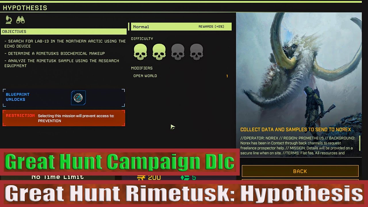 Icarus: Great Hunt Rimetusk Campaign: Hypothesis (Promethues)